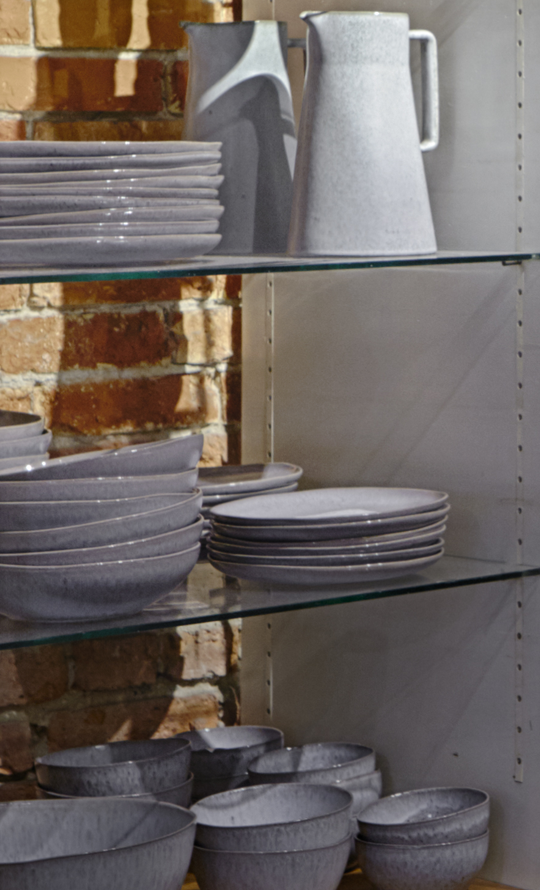 Copenhagen tableware on shelf